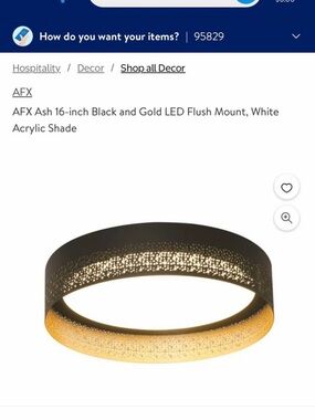 Ash Black and Gold LED Flush Ceiling Light